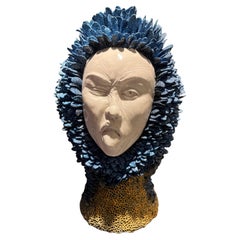 Elegant Sea Head Ceramic Centerpiece Handmade in Italy without Mold, 2023