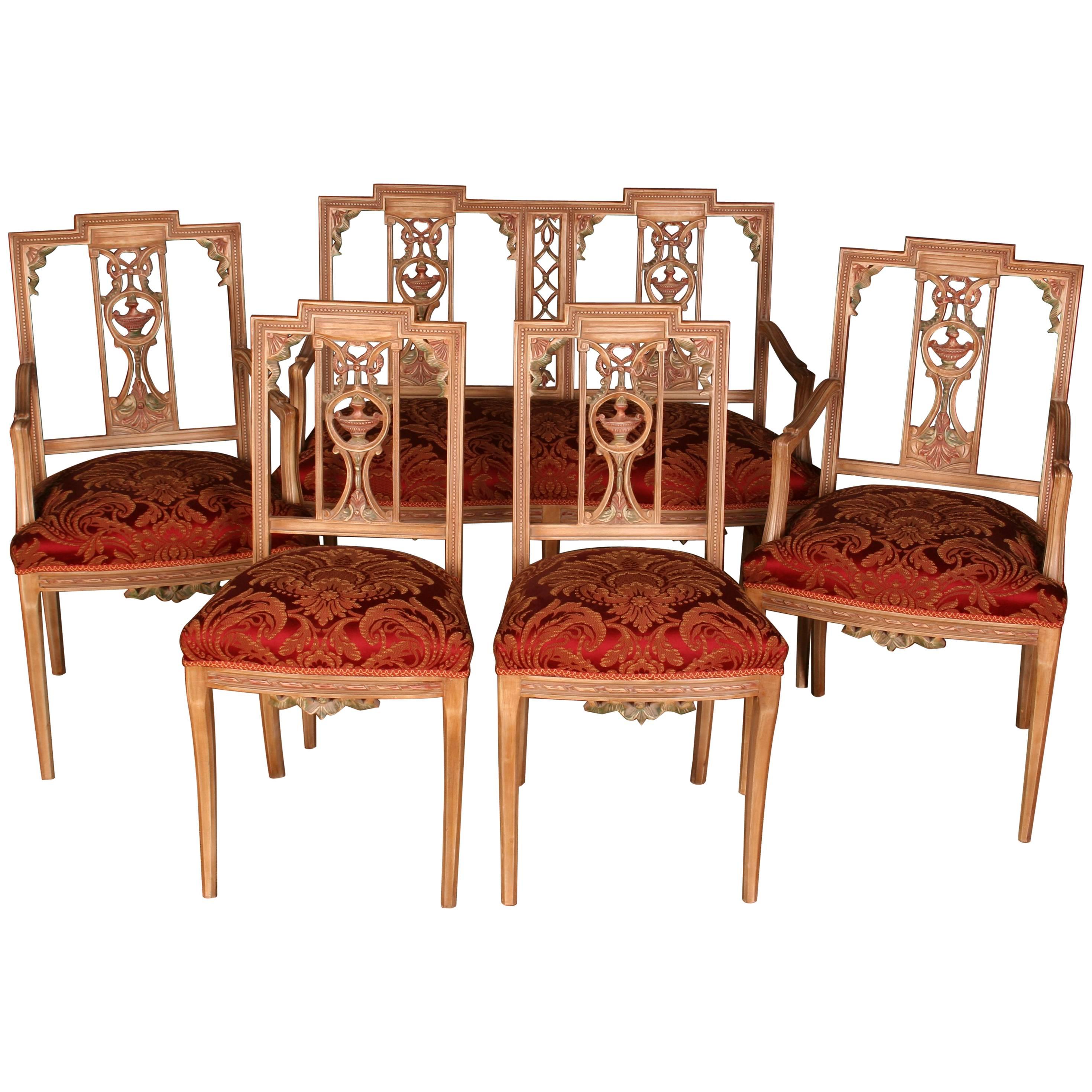 Elegant Seating Group in the Antique Classicist Style beech hand carved For Sale