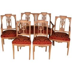 Elegant Seating Group in the Antique Classicist Style beech hand carved