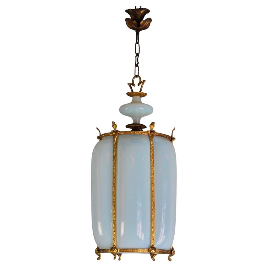 Elegant Seguso Murano pendant light fixture with original canopy