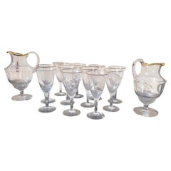 Élégant service composé de 11 grands verres et de 2 carafes, Italie, XXe siècle