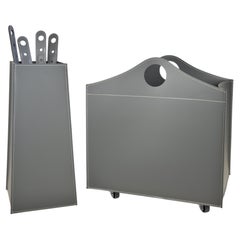 Elegant set for fireplace in leather BOCAD