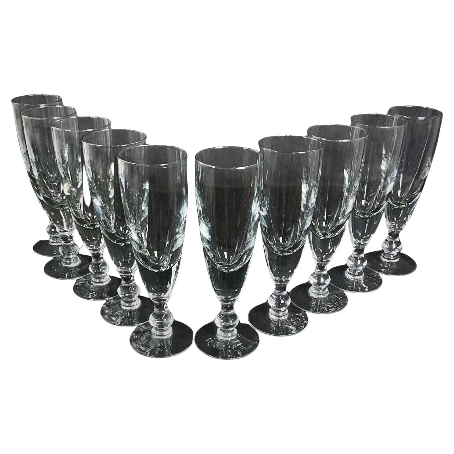 Elegant Set of 10 Large 24 cm Vintage Crystal Wine Glasses, 20th Century - 2Y375