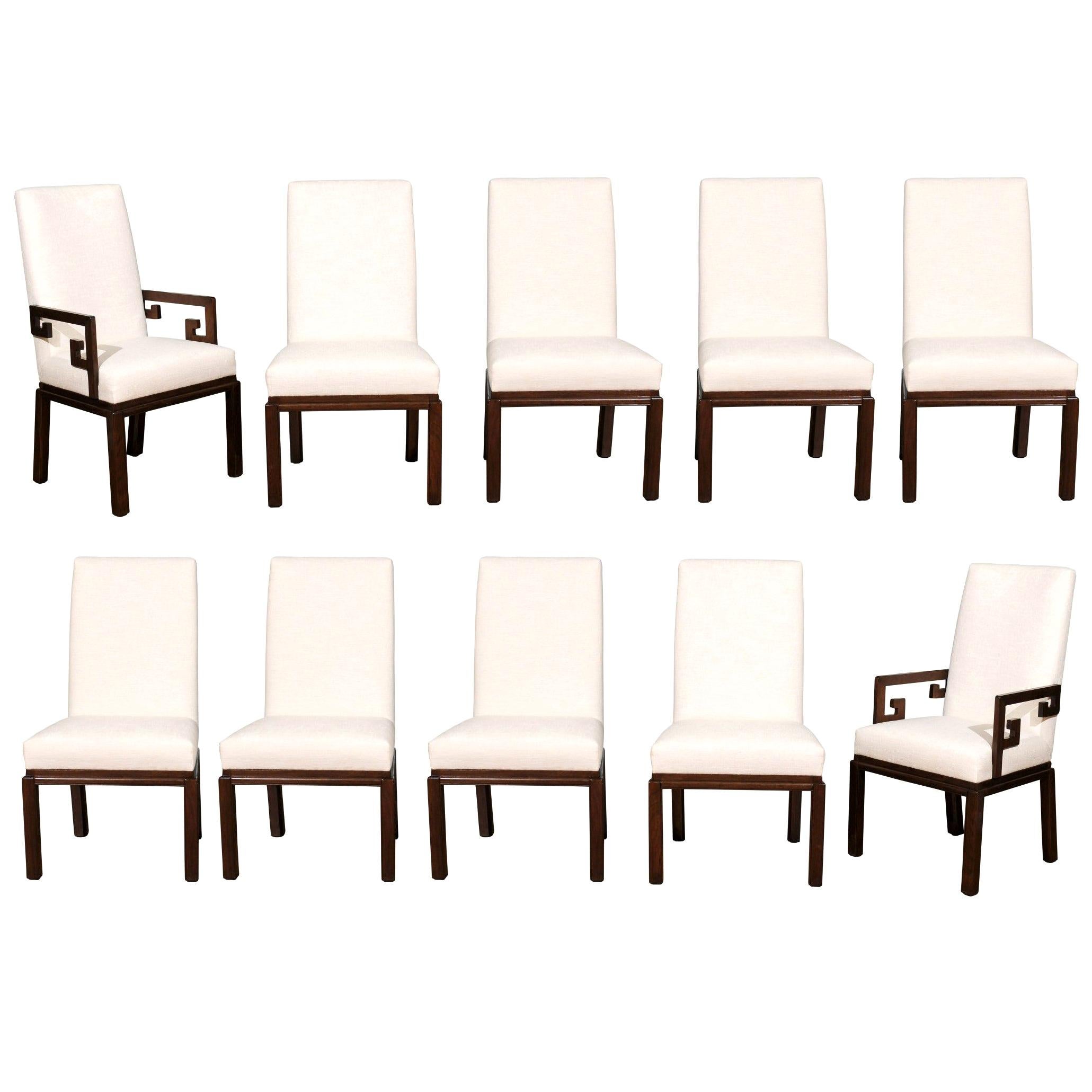 Elegant Set of 12 Parsons Dining Chairs by Michael Taylor for Baker, circa 1970 For Sale