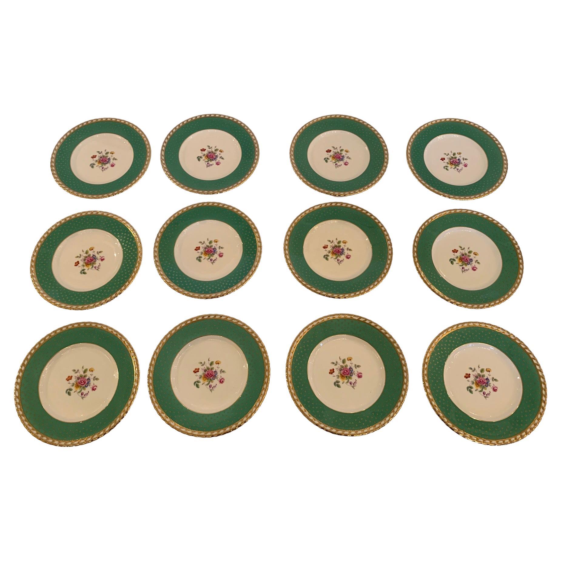 Elegant Set of 12 Tiffany China Dessert or Luncheon Plates