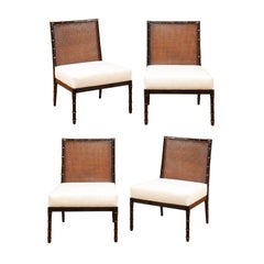 Elegant Set of 4 Restored Vintage Cane Loungers after Robsjohn-Gibbings