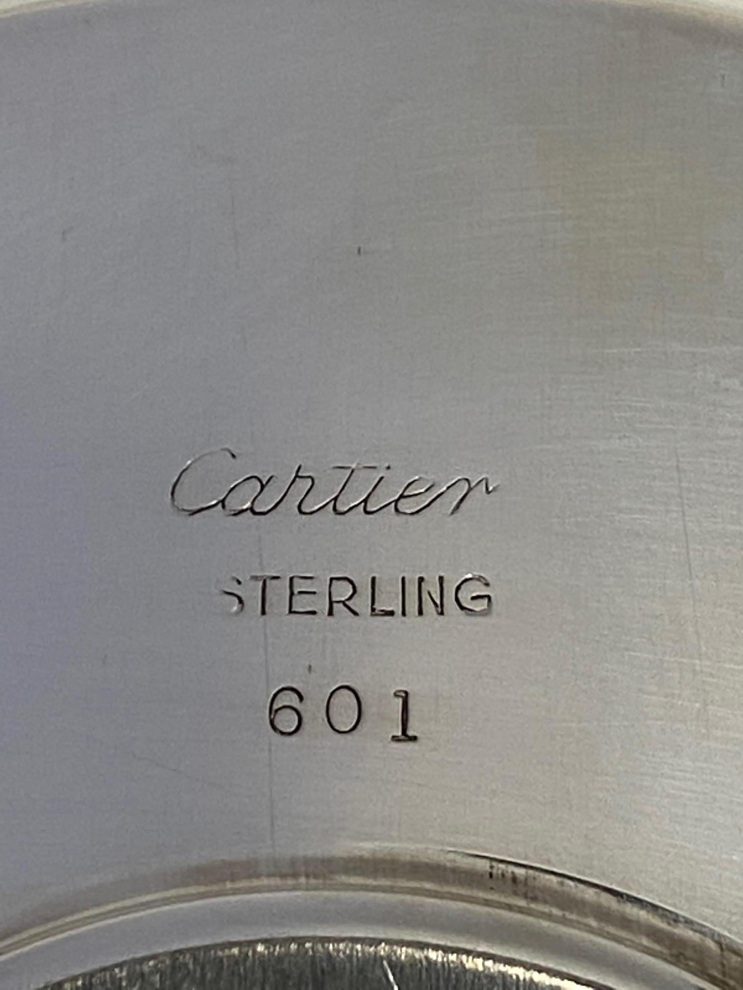 Elegant Set of 6 Cartier Sterling and Porcelain Demitasse Cups and Saucers 1