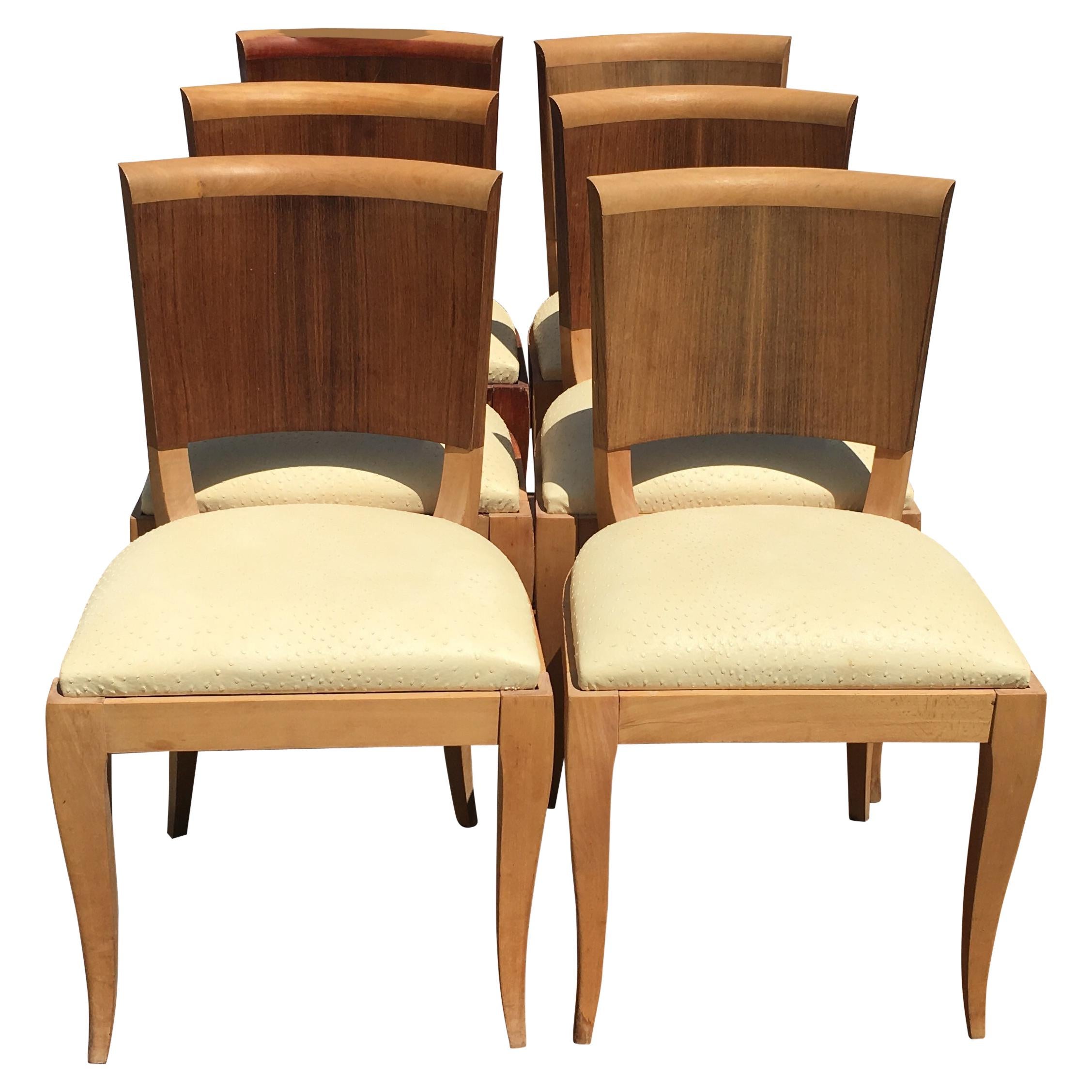 Classic and Elegant Set of 6 French Art Deco Dining Chairs