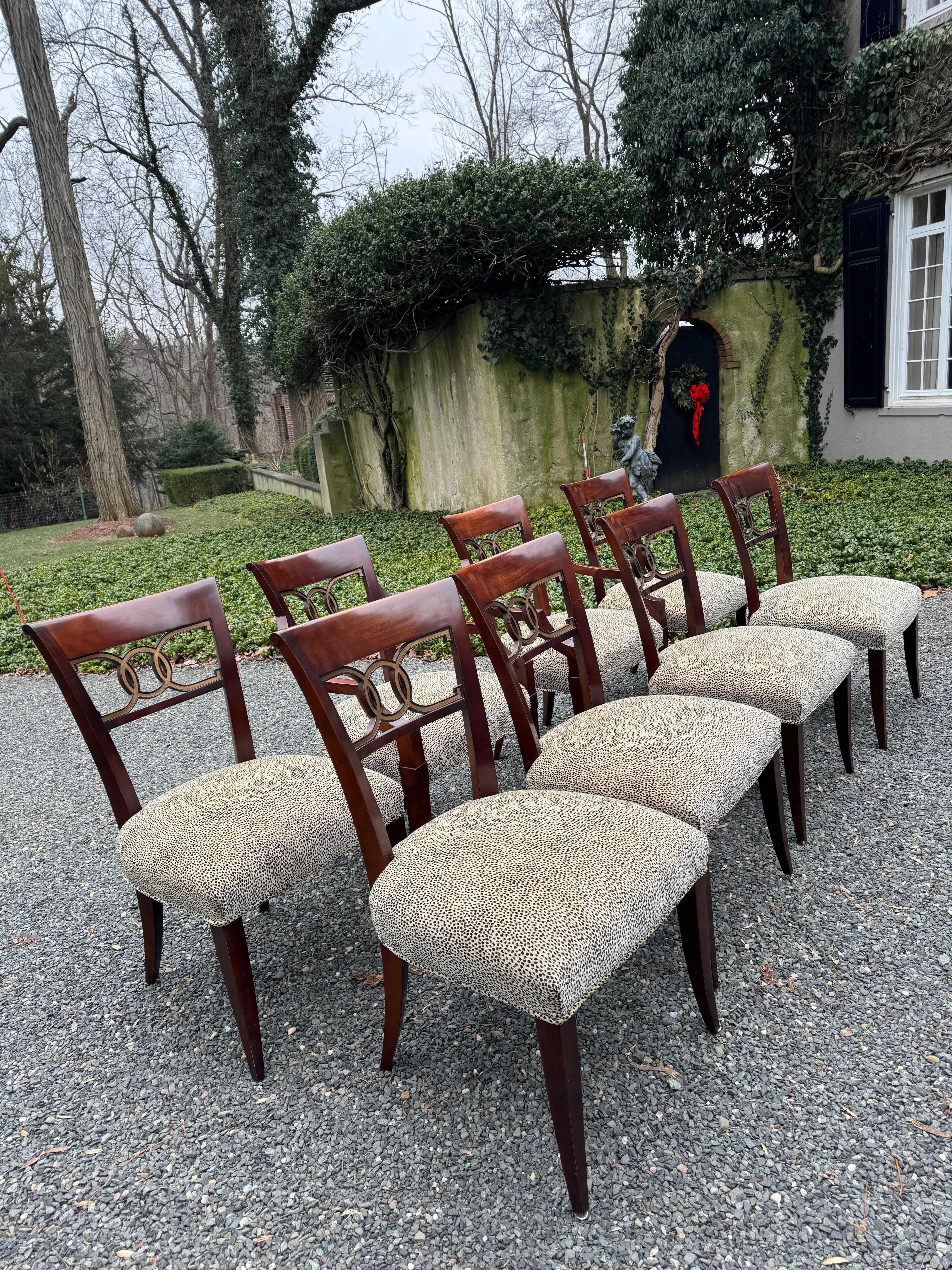 Elegant Set of 8 Biedermeier Style Dining Chairs by Baker For Sale 5