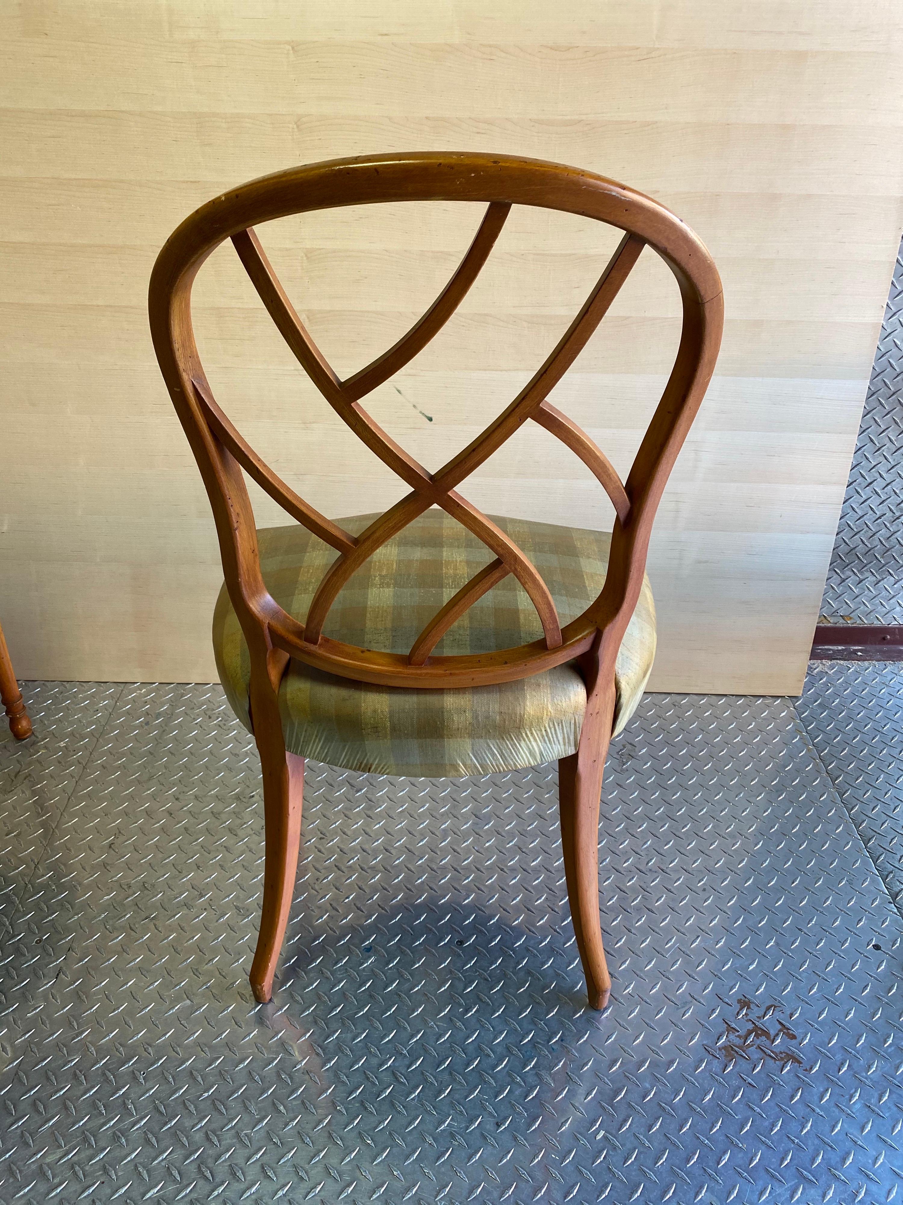 Mid-20th Century Elegant Set of 8 French Hand Stenciled Country Style Dining Chairs For Sale