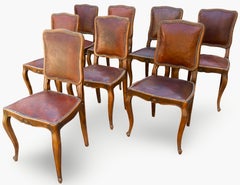 Elegant Set of Eight French Louis XV Antique Dining Chairs from the Late 1800s