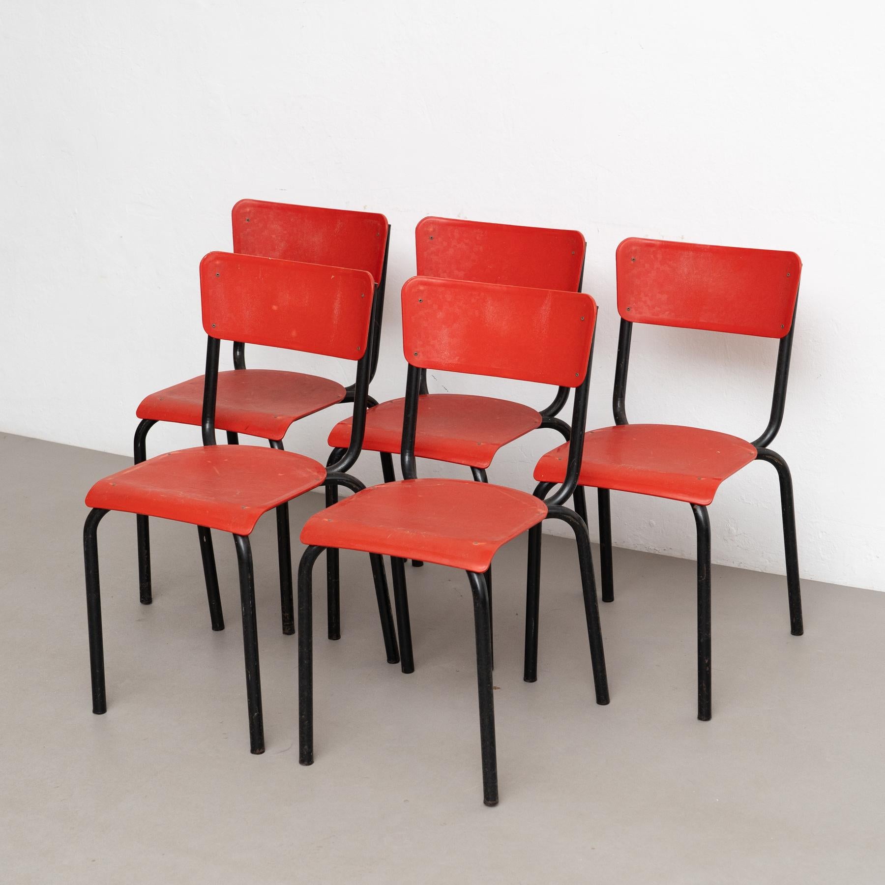 Mid-Century moderno Elegante set di cinque sedie di Pierre Guariche - Design/One anni '50 in vendita