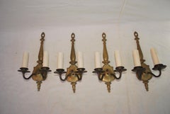 Elegant Set of Four 1920's Brass Sconces