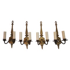 Elegant Set of Four 1920's Brass Sconces