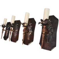 Elegant Set of Four 1920s Iron Sconces