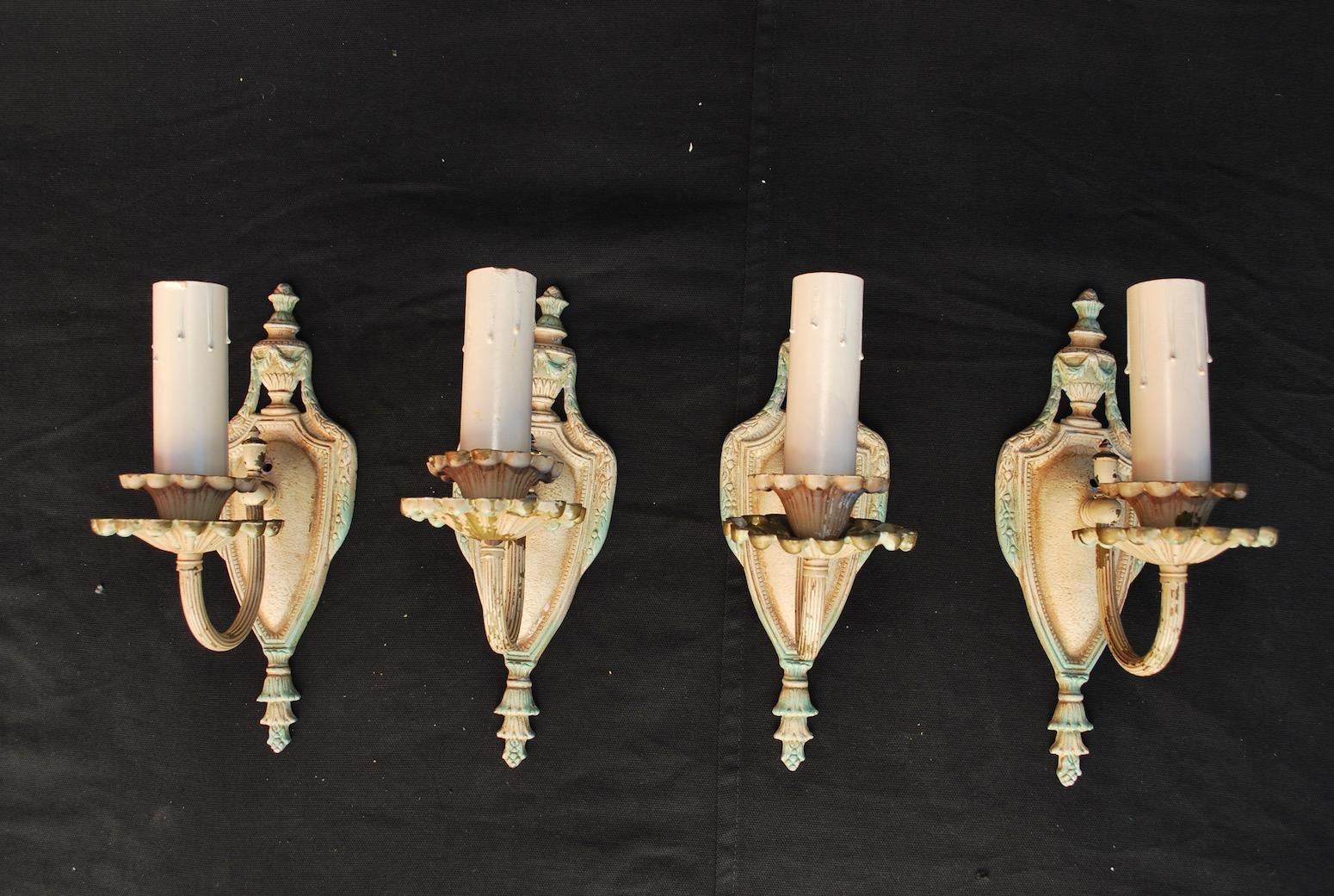 Elegant Set of Four 1920s Sconces In Good Condition In Los Angeles, CA