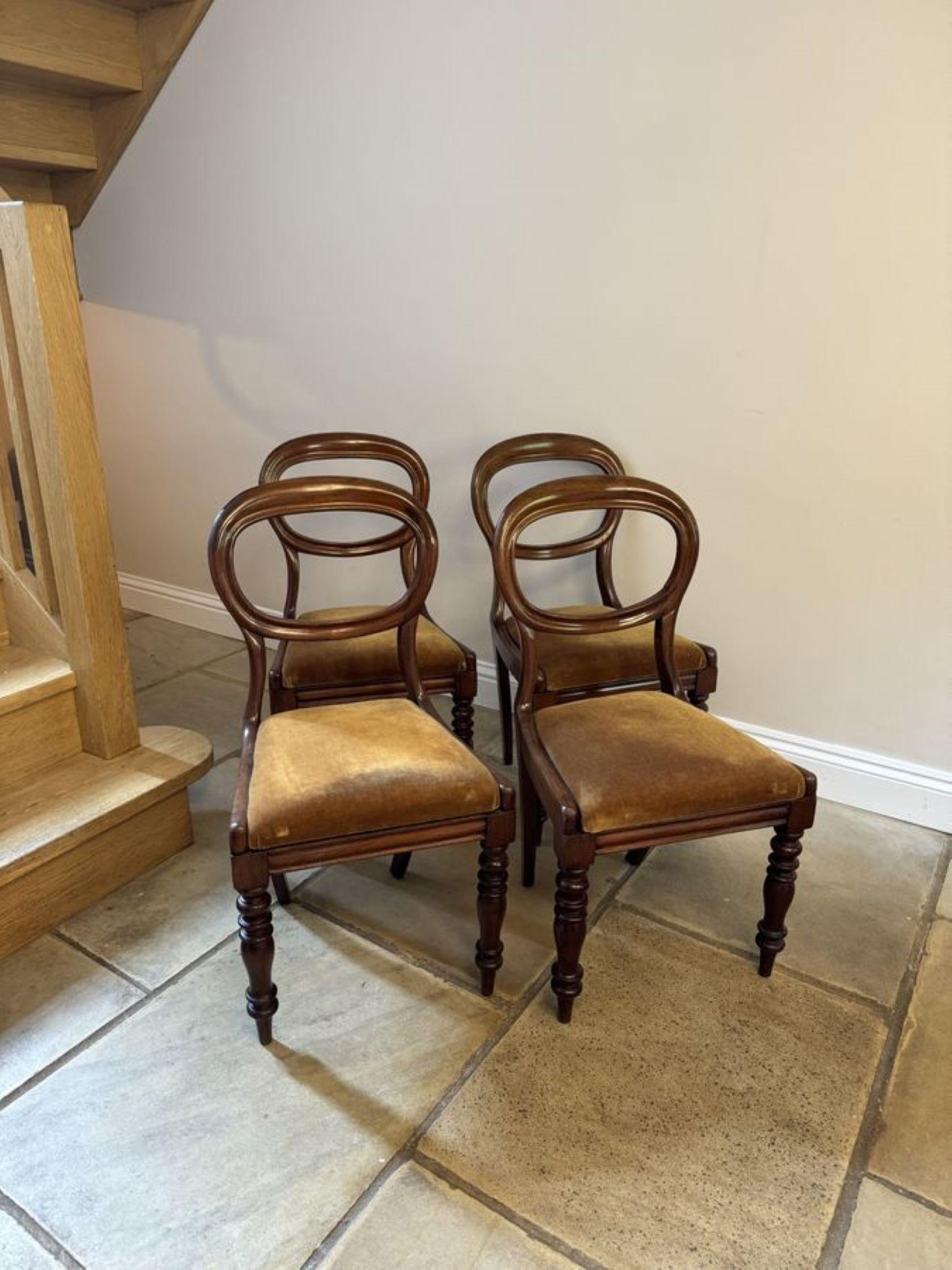 Elegant set of four antique Victorian quality mahogany dining chairs For Sale 2