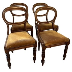 Elegant set of four antique Victorian quality mahogany dining chairs 