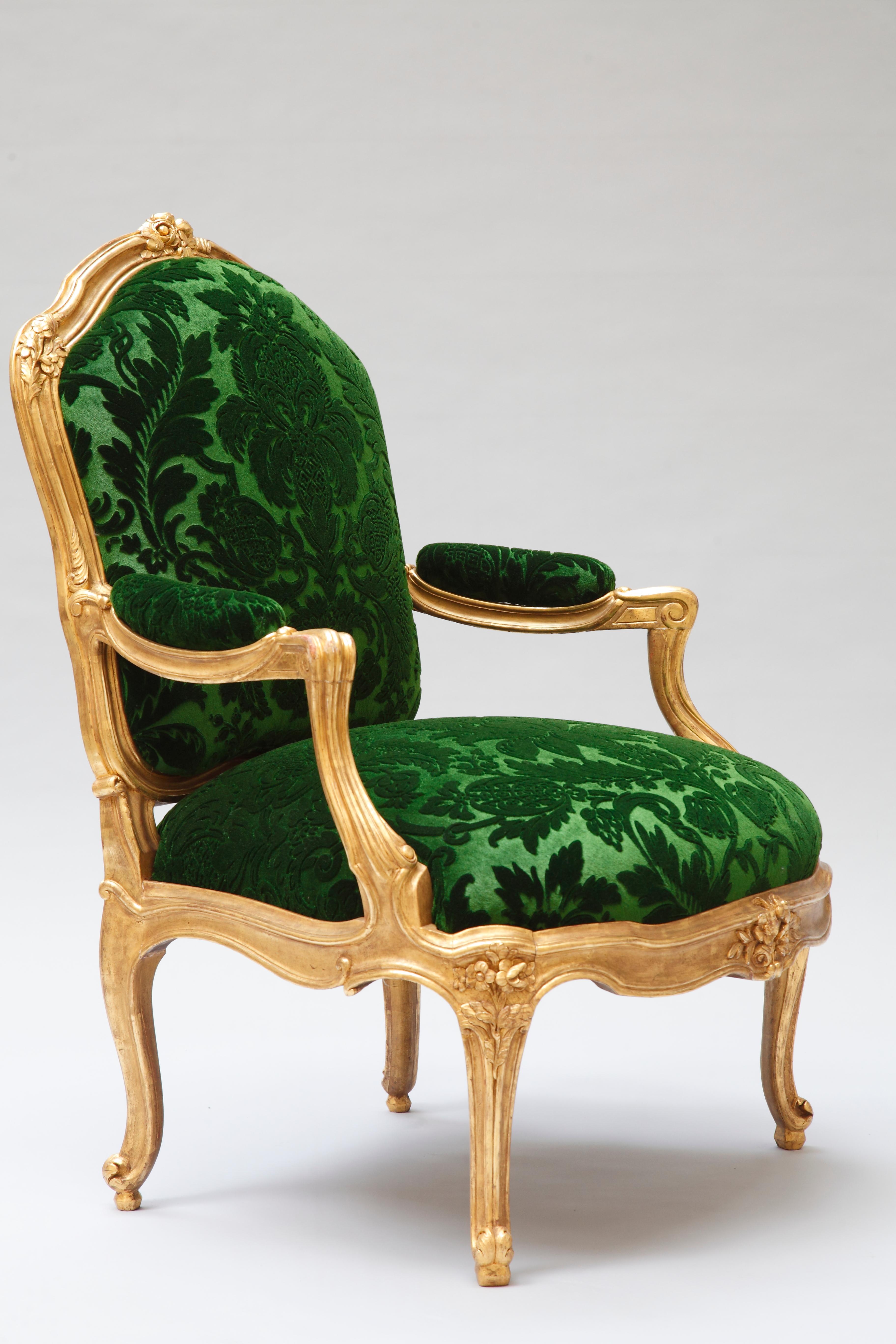 Set aus vier Sesseln im Régence-Stil „à chassis“ nach M.Gourdin, Frankreich, um 1880 (Französisch) im Angebot