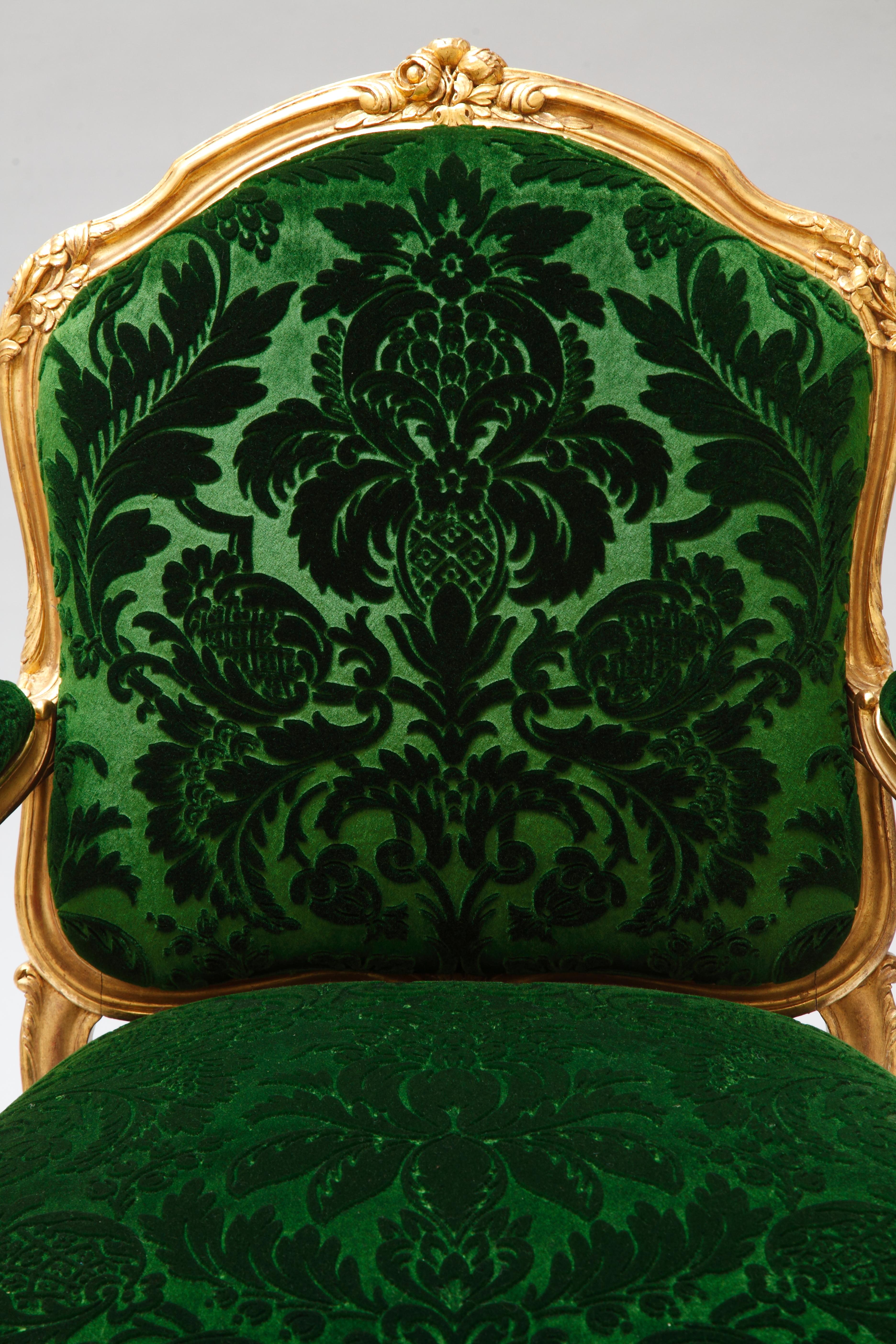 Set aus vier Sesseln im Régence-Stil „à chassis“ nach M.Gourdin, Frankreich, um 1880 im Zustand „Gut“ im Angebot in PARIS, FR