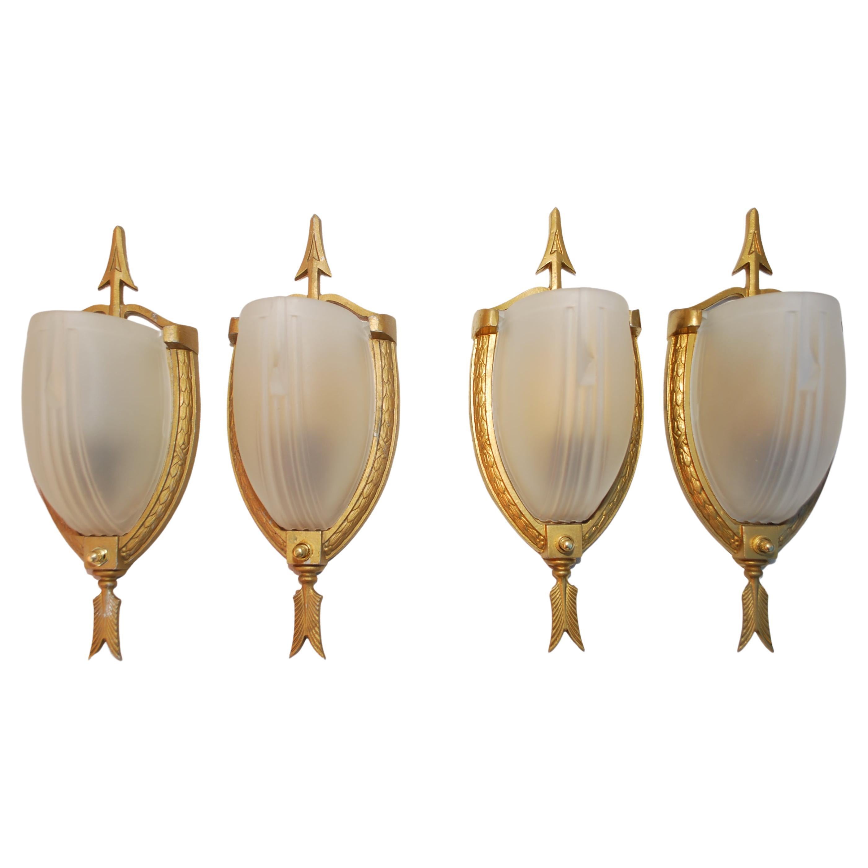 Elegant set of four Art Deco sconces For Sale