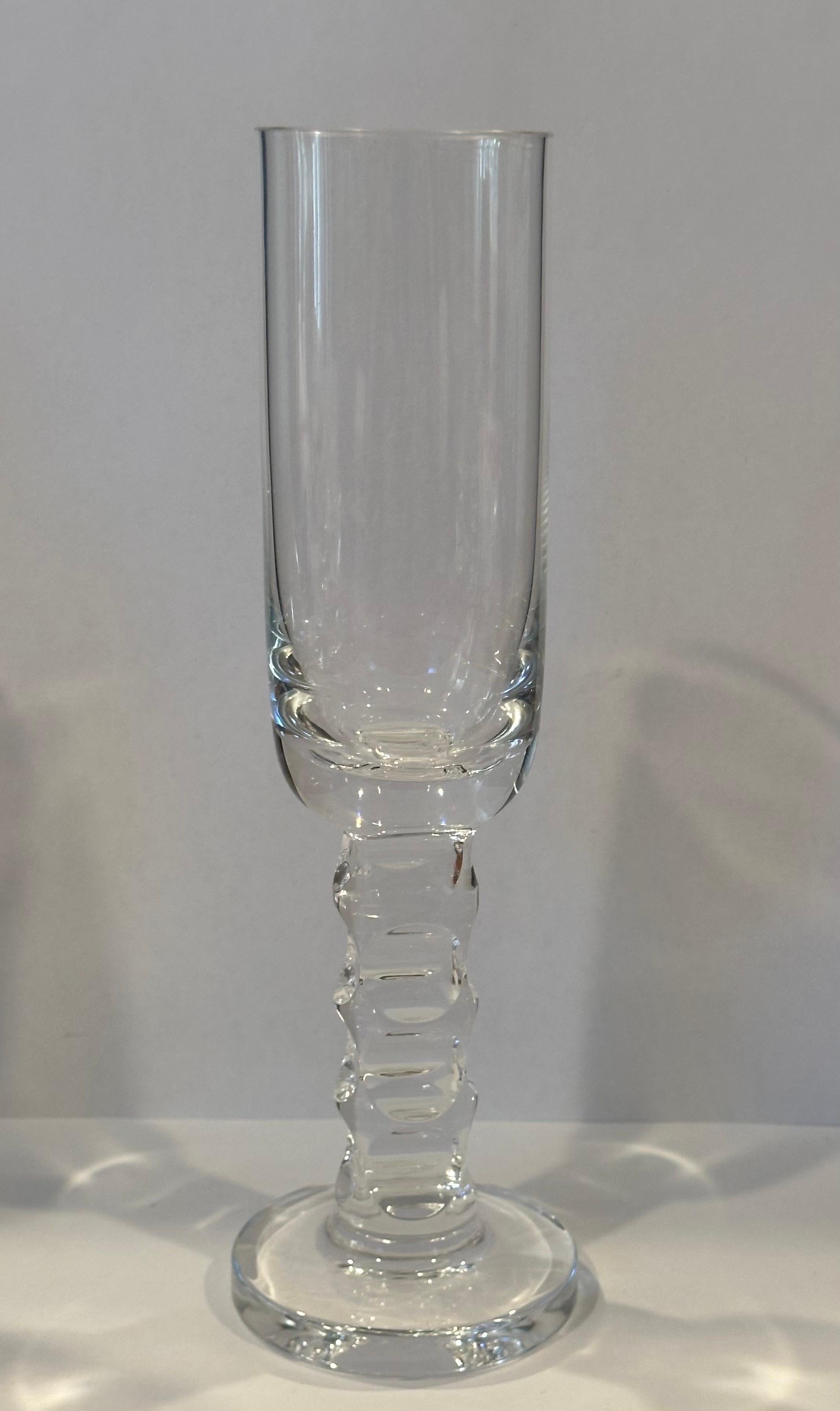 Elegant Set of Four Champagne Flutes by Adolph Matura for Moser For Sale 4