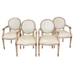 Elegant Set of Four Louis XVI Style Dining Chairs