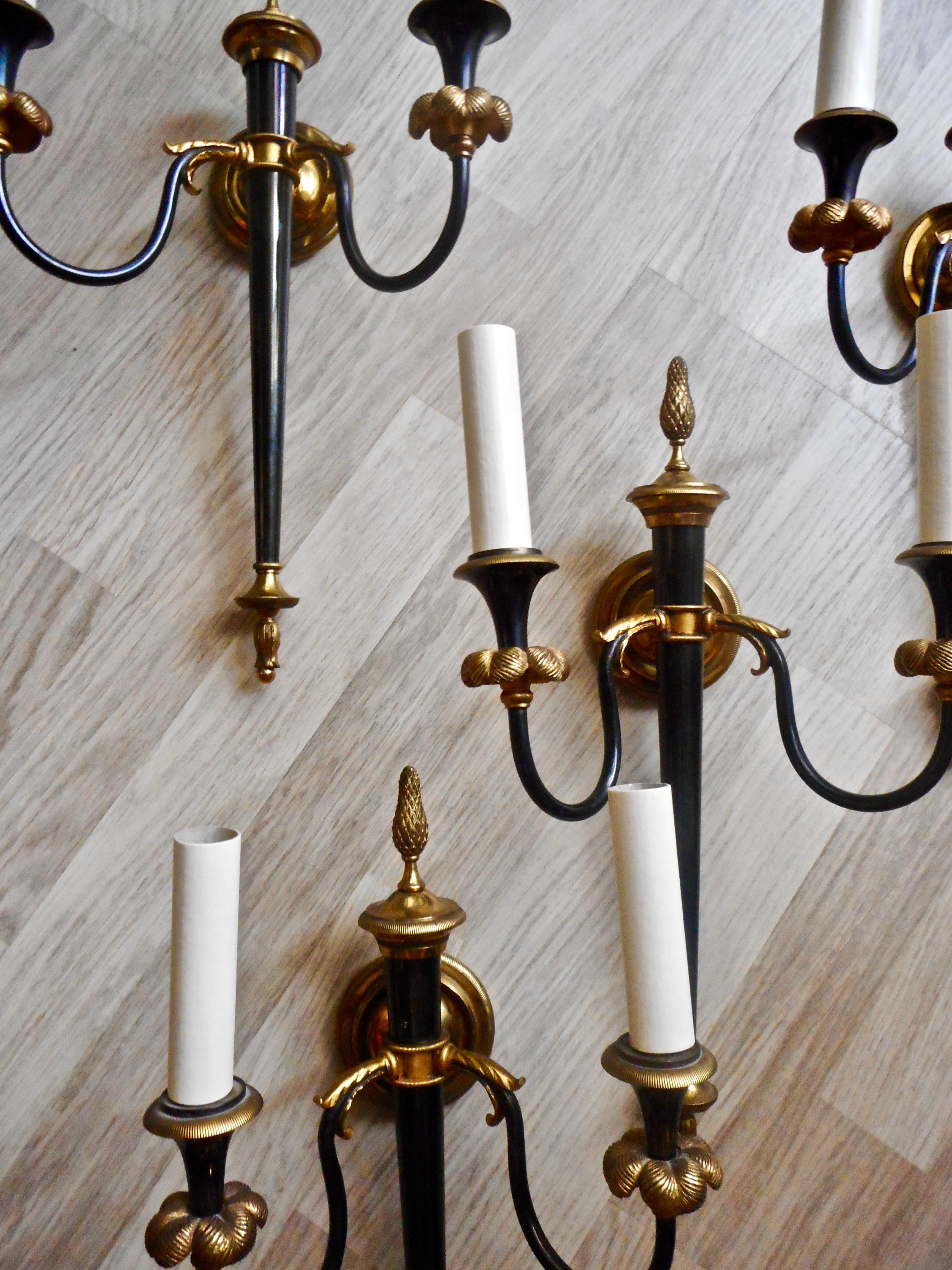 French Elegant Set of Four Neoclassical Wall Sconces by Maison Jansen, France