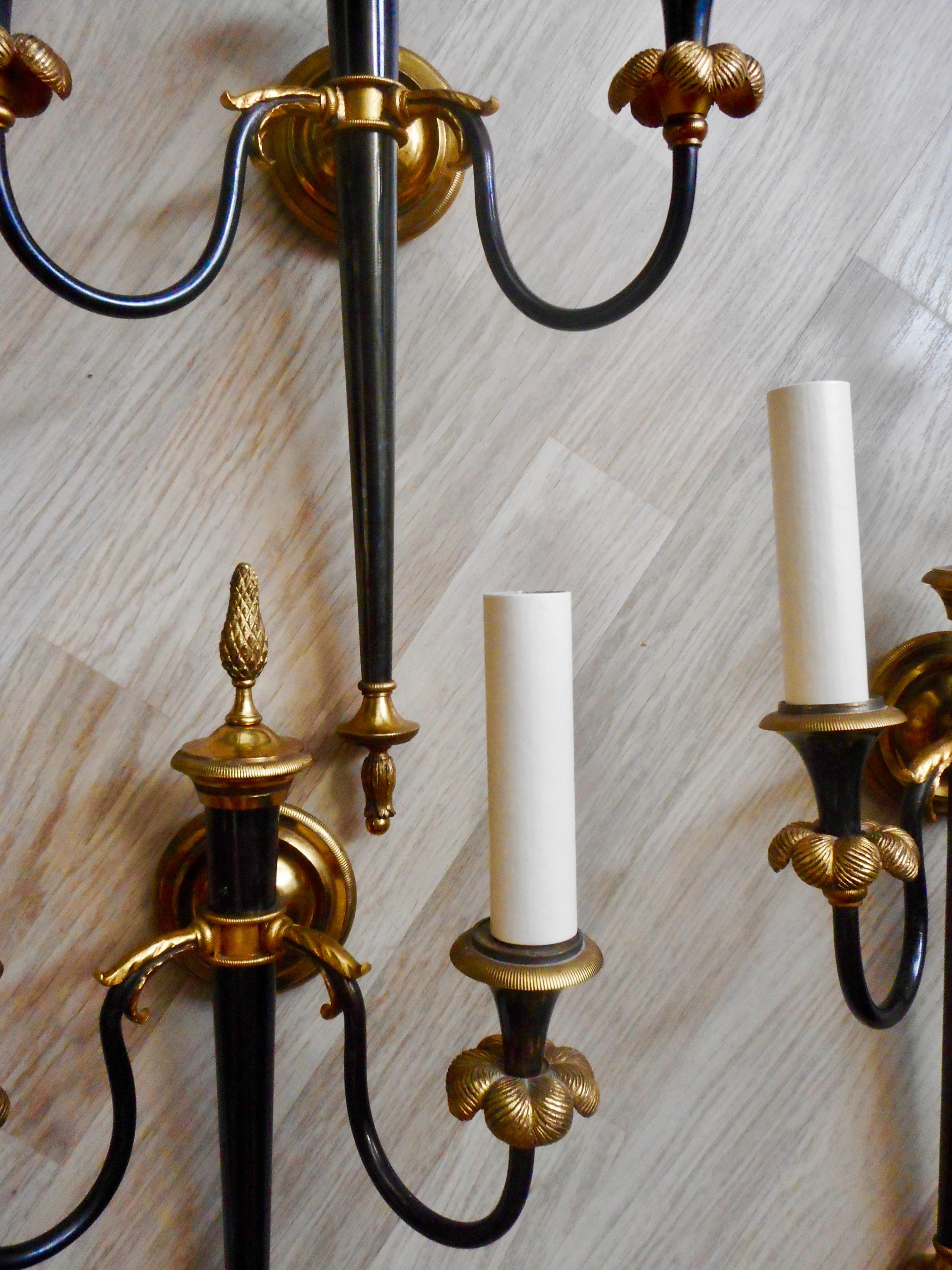 Elegant Set of Four Neoclassical Wall Sconces by Maison Jansen, France In Good Condition In Brussels, BE