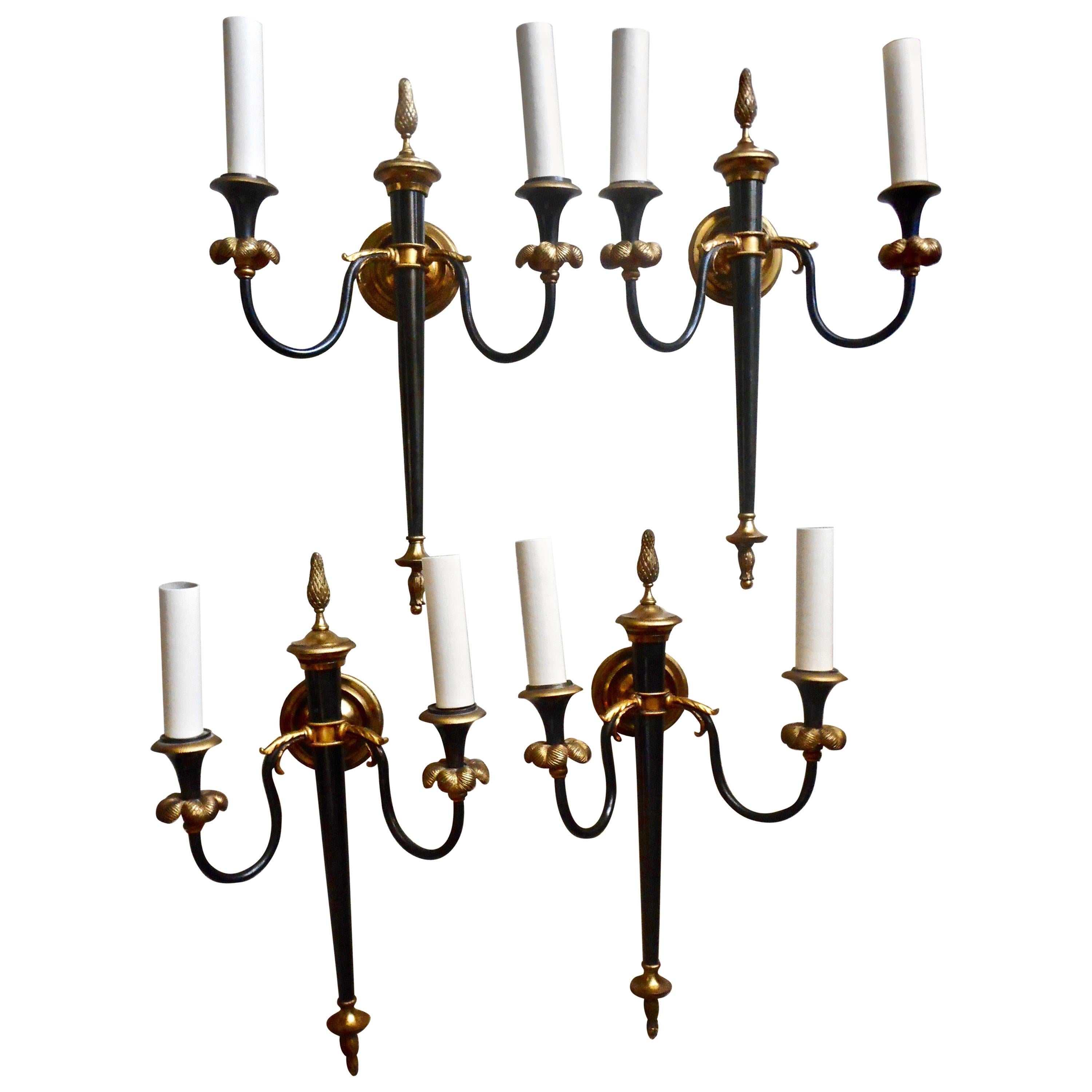 Elegant Set of Four Neoclassical Wall Sconces by Maison Jansen, France