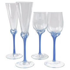 Elegant Set of Four Pale Blue Murano Glass Stemware from the 1960s