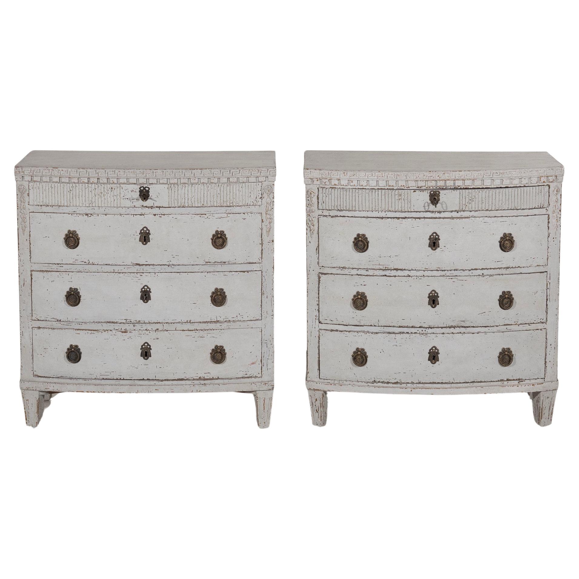 Elegant set of gustavian style chests, circa 100 years old. For Sale