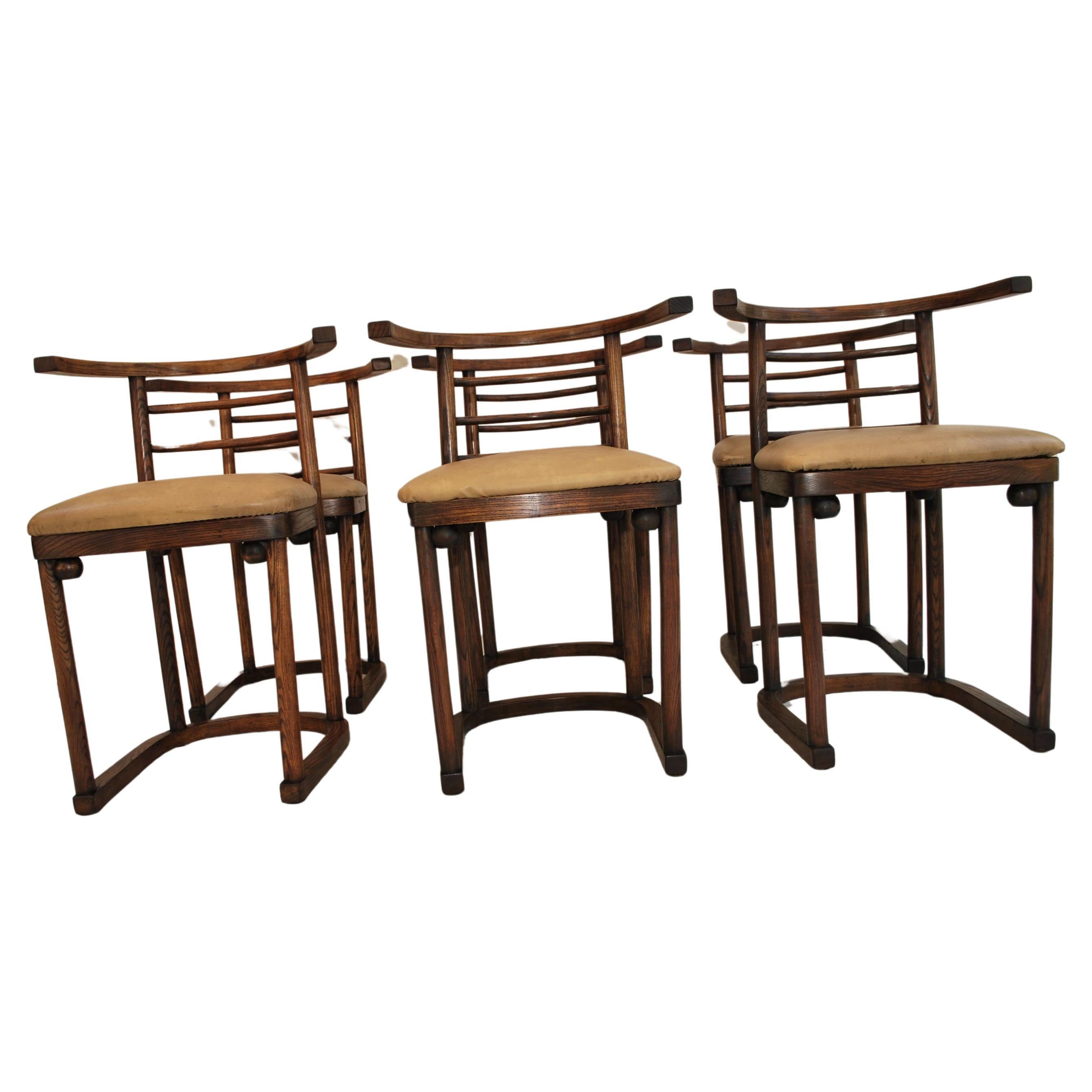 Elegant set of six 1940's chairs by Josef Hoffmann for taonet 