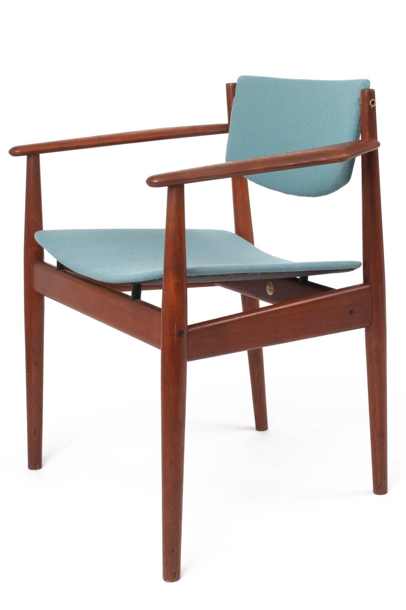 Cotton Finn Juhl Set of Six Scandinavian Modern Teak Dining Chairs, Denmark 1960's