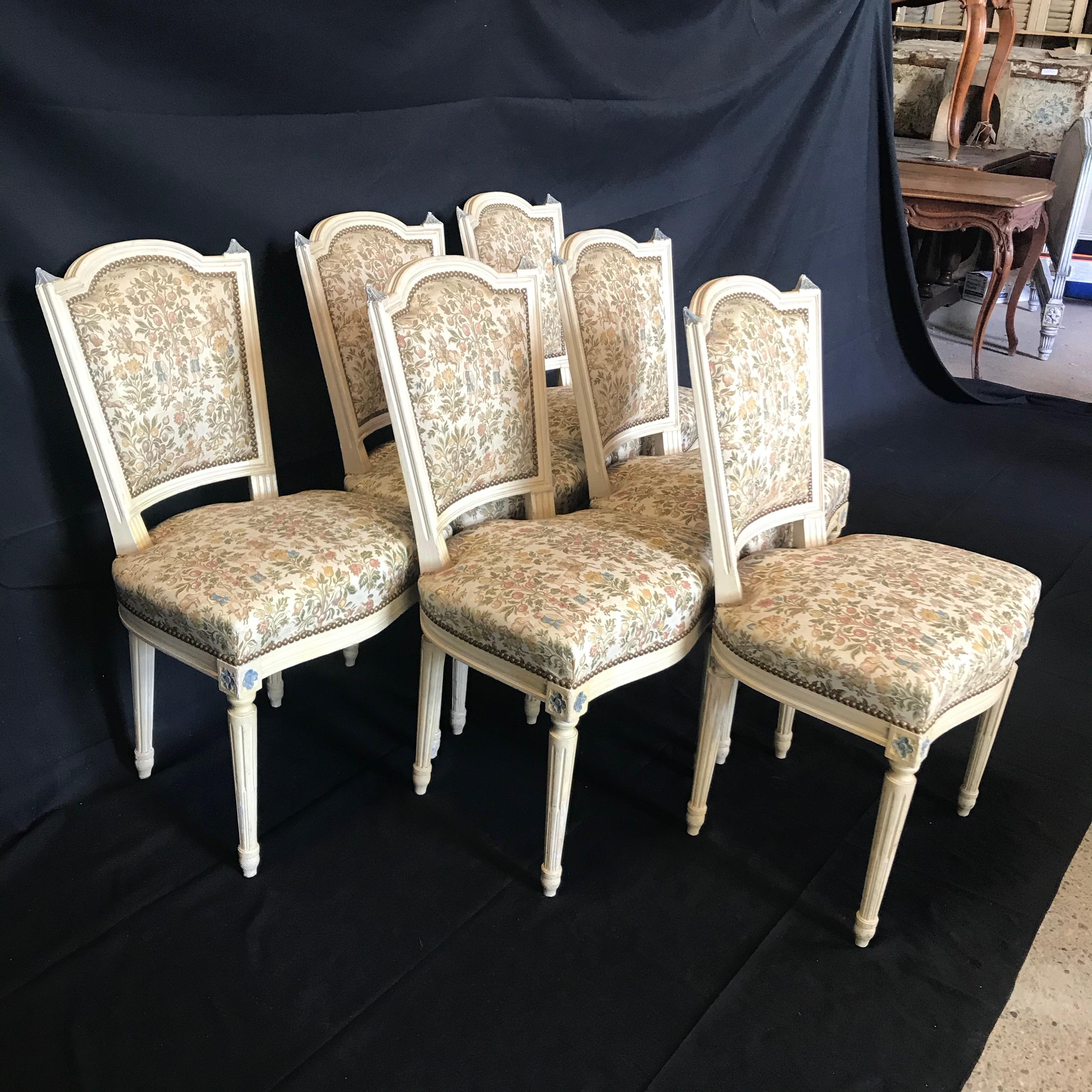 Elegant Set of Six Louis XVI Dining Chairs with Exquisite Tapestry 5