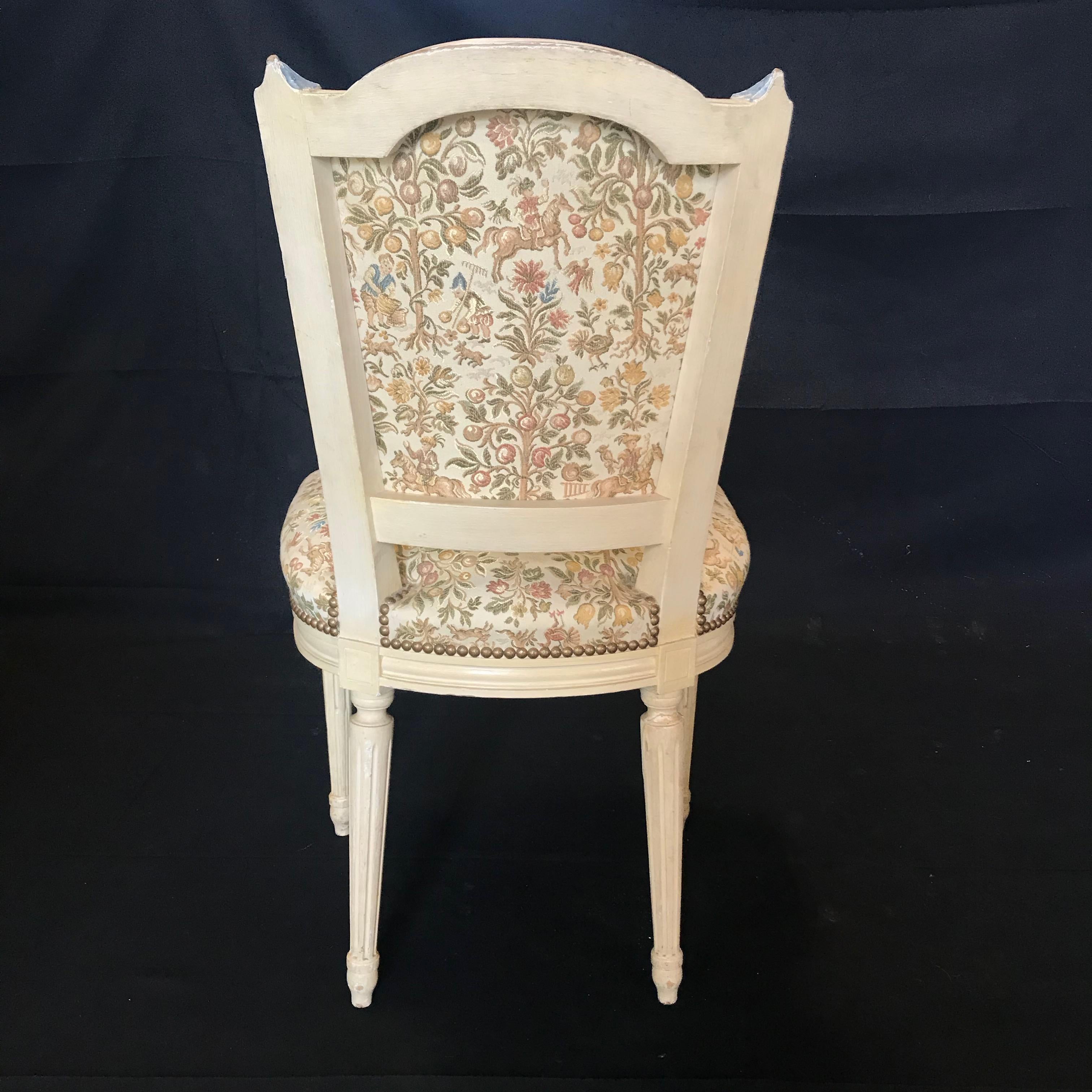 French Elegant Set of Six Louis XVI Dining Chairs with Exquisite Tapestry