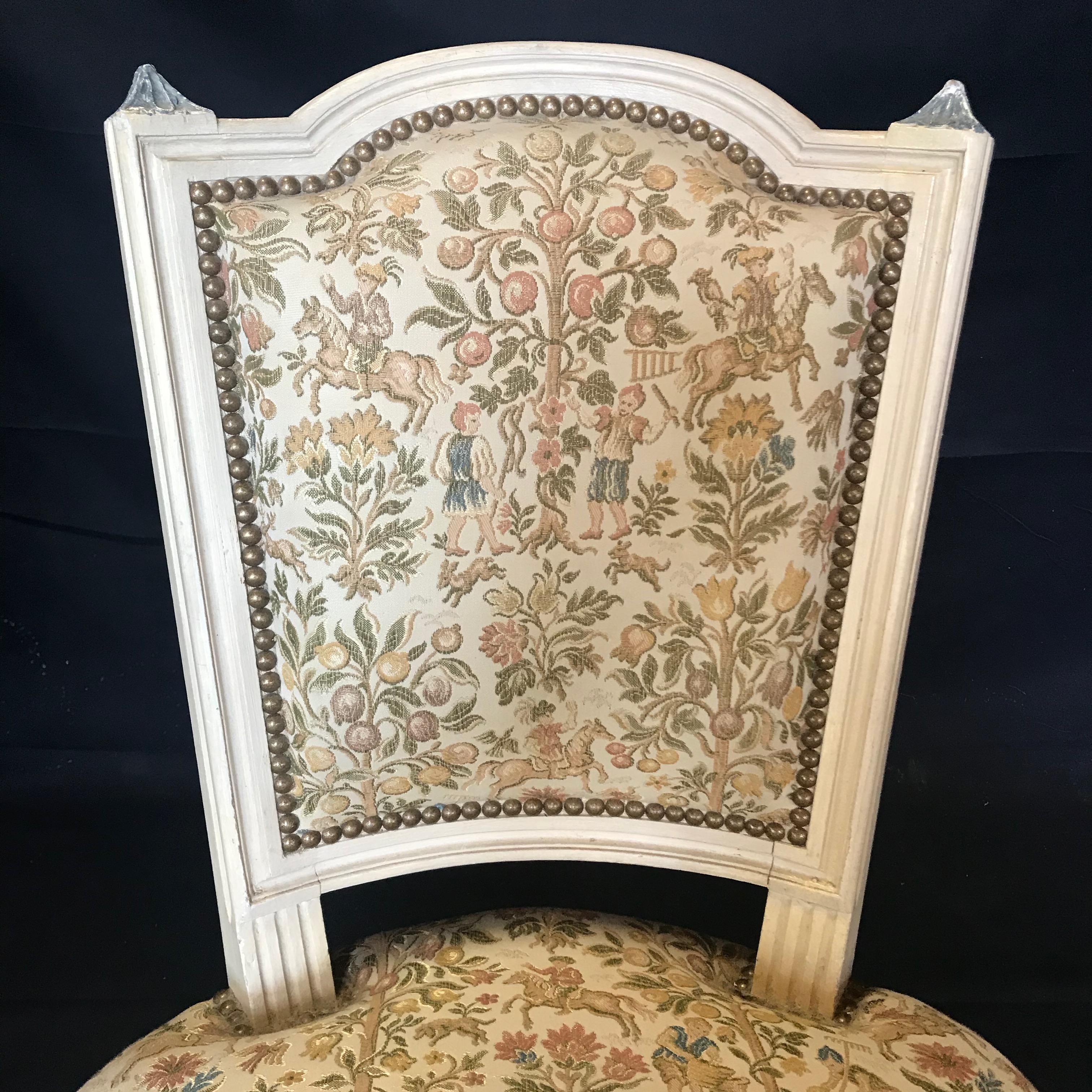 19th Century Elegant Set of Six Louis XVI Dining Chairs with Exquisite Tapestry