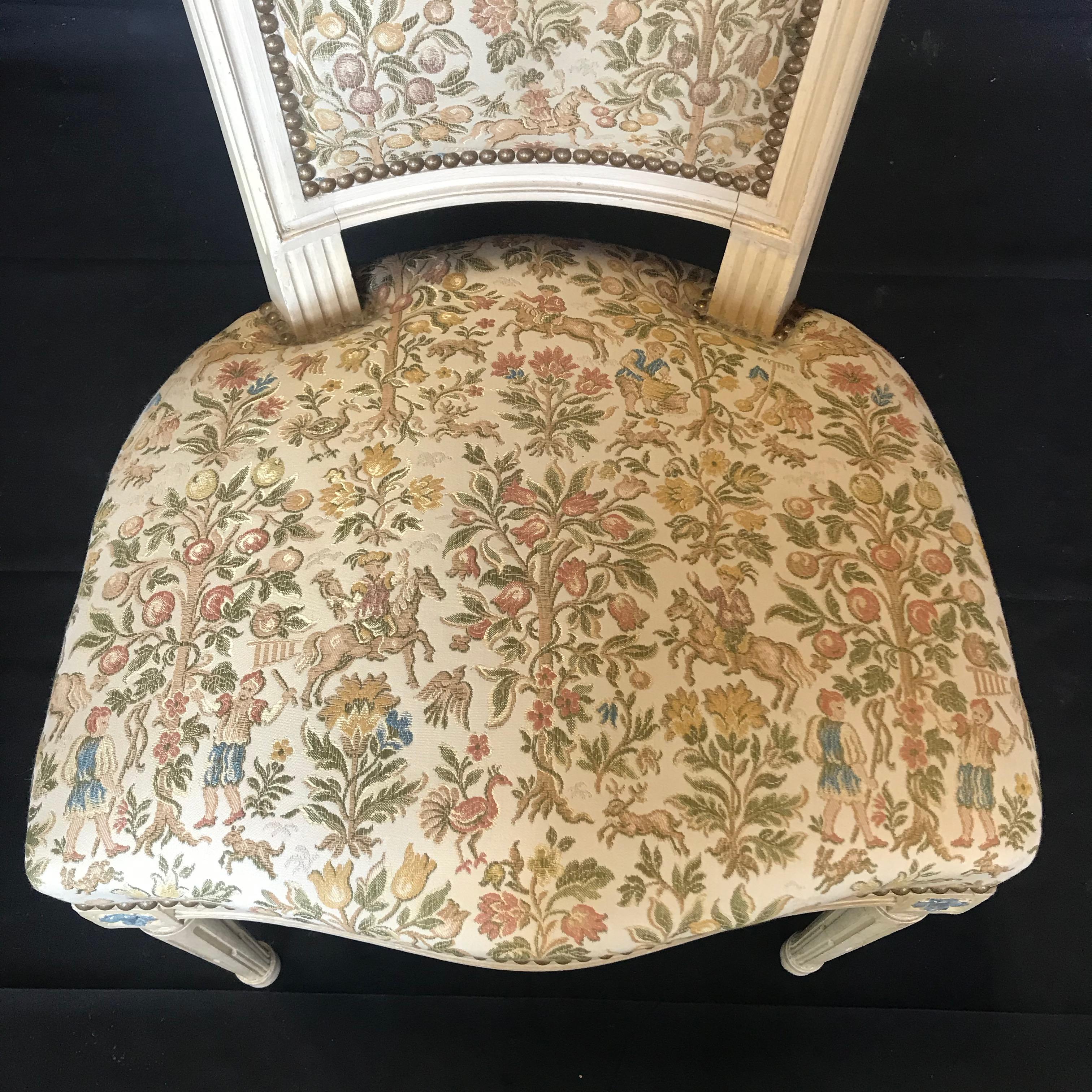 Elegant Set of Six Louis XVI Dining Chairs with Exquisite Tapestry 1
