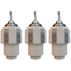 Elegant Set of Three Art Deco Lights 'Price for One' ( one is sold )