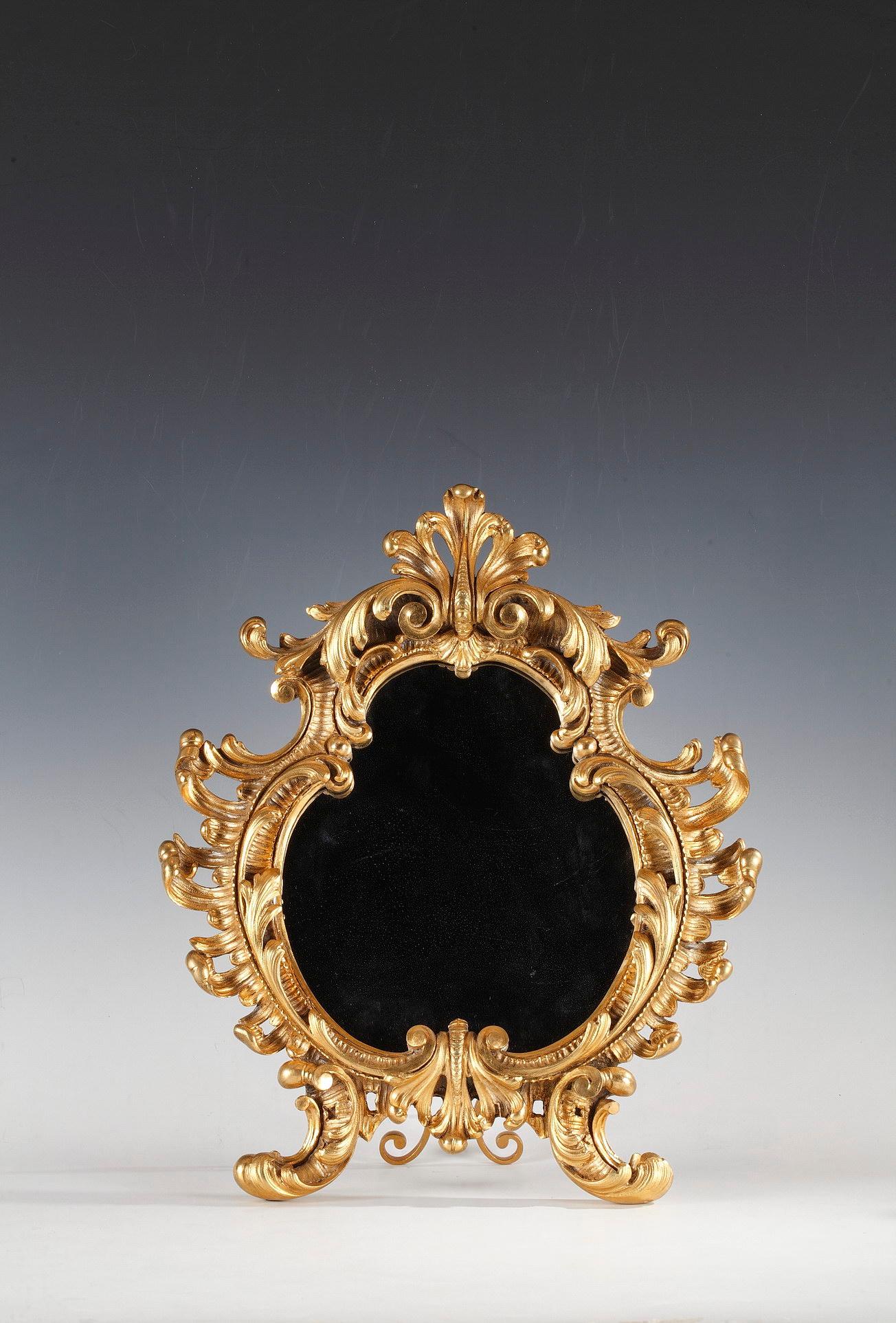 Italian Elegant Set of Three Gilded Bronze Mirrors, Italy, 19th Century For Sale