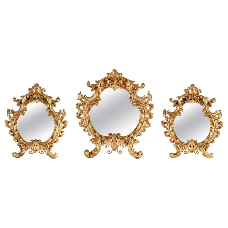 Elegant Set of Three Gilded Bronze Mirrors For Sale at 1stdibs