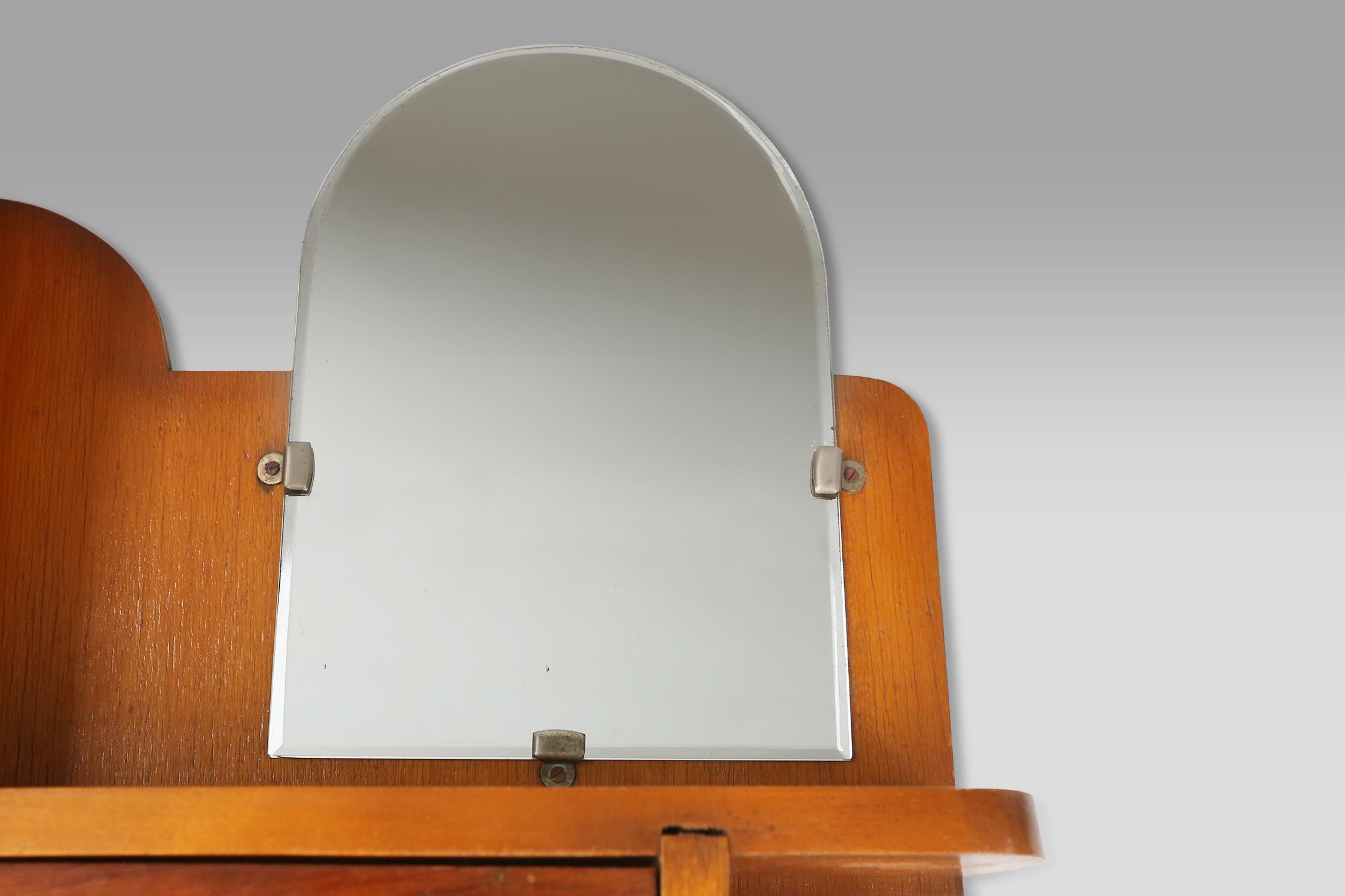 French Elegant shaving or medicine cabinet in wood with mirror, France ca. 1900