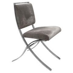 Élégante chaise de bureau avec cadre sculptural en chrome poli, années 1970