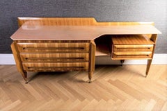 Elegantes Sideboard aus Zebranoholz, Platte Rose Portugal Marbe. 1950 Italienisches Design