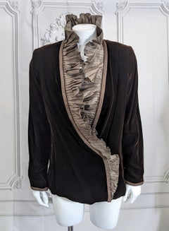 Elegant Silk Taffeta Ruffled Velvet Jacket
