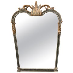 Vintage Elegant Silver & Gold Leaf Carved Wood Vertical Mirror