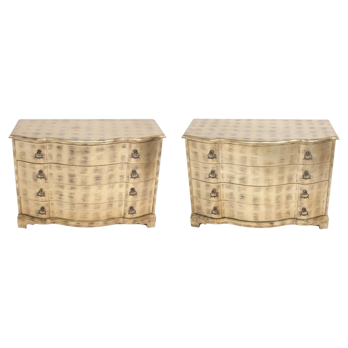Elegantes Cómodas de Hoja de Plata - Pareja Disponible en venta