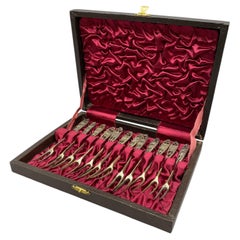 Elegant Silver Plate Filigree Cocktail Forks, A set of 12