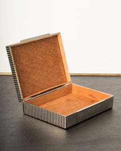 Elegant Silver Plated Bronze Corrugated Decorative Box, France, 1950's