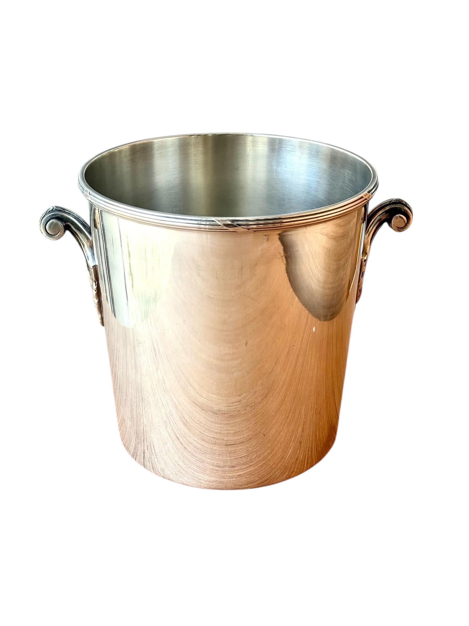 Silvered Elegant Silver-Plated Champagne Bucket by Ercuis, France For Sale